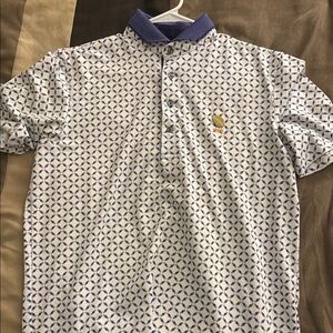 Greyson Blue and White Patterned Polo Shirt